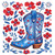 (2 qty) Red Flower Blue Boots - DTF transfers