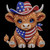 (2 Qty) USA Rhinestone Cute Cow - DTF transfer