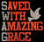 Saved with Amazing Grace Religious Red Rhinestone Transfer