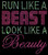 (Fuchsia) Run like a Beast Look like a Beauty  Rhinestone Transfer