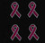 (4 qty) 3" Fuchsia Breast Cancer Ribbon Awareness clear outline (mask size)(cap size) Rhinestone Transfer