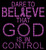 (Fuchsia Text) Dare to Believe that God is in Control Religious Cancer Ribbon Rhinestone Transfer