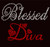 Blessed Diva (Text) RED Religious Rhinestone Transfer text