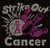 (Fuchsia) Strike Out Cancer Bowling Ribbon Cancer Awareness Rhinestone Transfer
