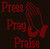 Press Pray Praise with hands (red) Religious Custom Rhinestone Transfer