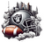 (2 Qty) Raiders Helmet smoke skyline Football - custom sports DTF transfer