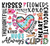 Valentine words Kisses Flowers Love Heart DTF transfer
