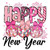 (2 Qty) Happy New Year Pink Bow Disco Ball DTF transfer