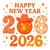 (2 Qty) Happy New Year 206 Orange DTF transfer