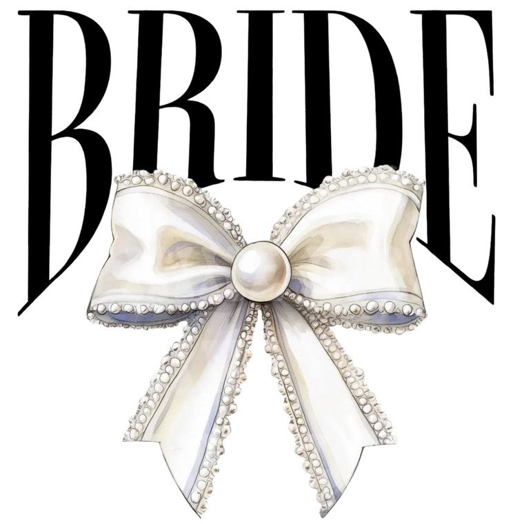 (2 Qty) Bride Cream Bow Glitter DTF transfer