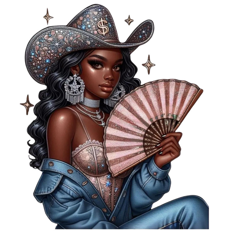 (2 Qty) Black Fan Girl DTF transfer