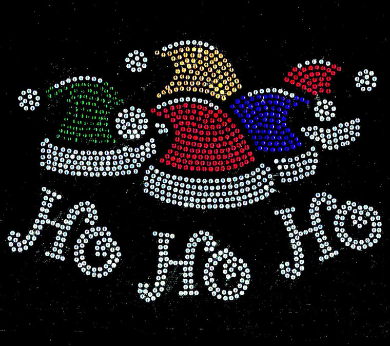 Christmas cap Ho Ho Ho Rhinestone Transfer Iron on