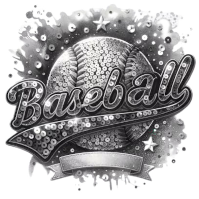 (2 Qty) Sparkly Baseball Mama Silver DTF transfer