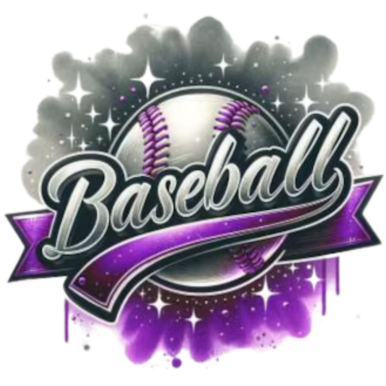 (2 Qty) Baseball Black Purple Glitter DTF transfer