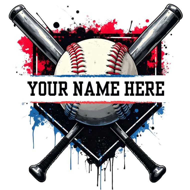 (2 Qty) Your Name Here Base ball DTF transfer