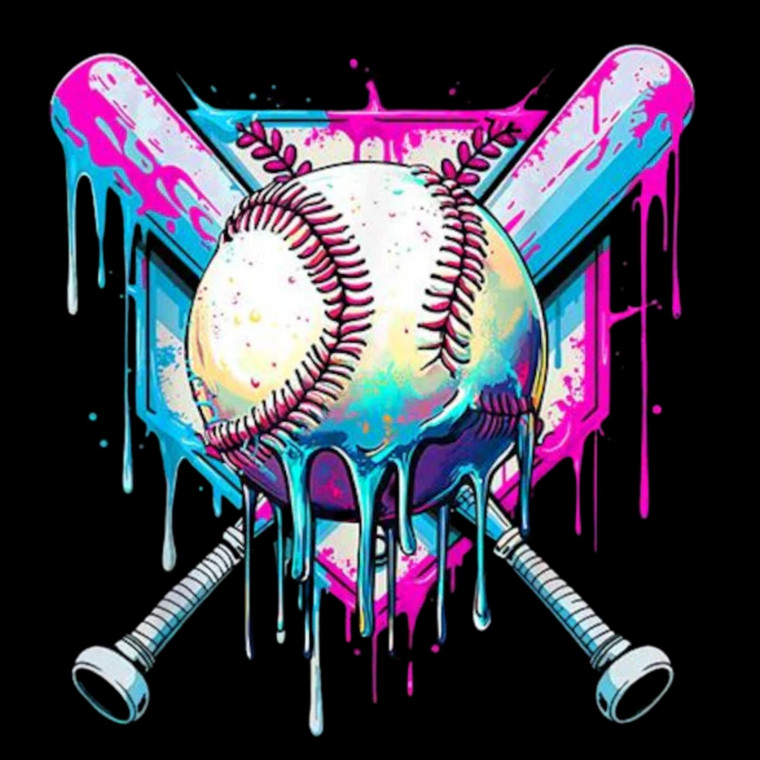 (2 Qty) Snow Base ball Drip Bat DTF transfer