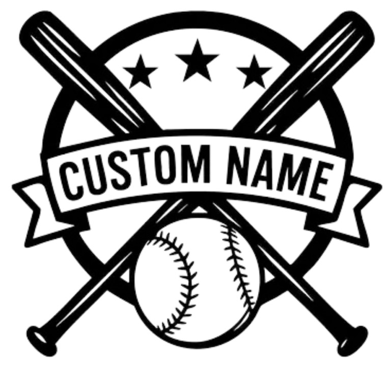 (2 Qty) Custom Name Baseball Bat Ball Black DTF transfer