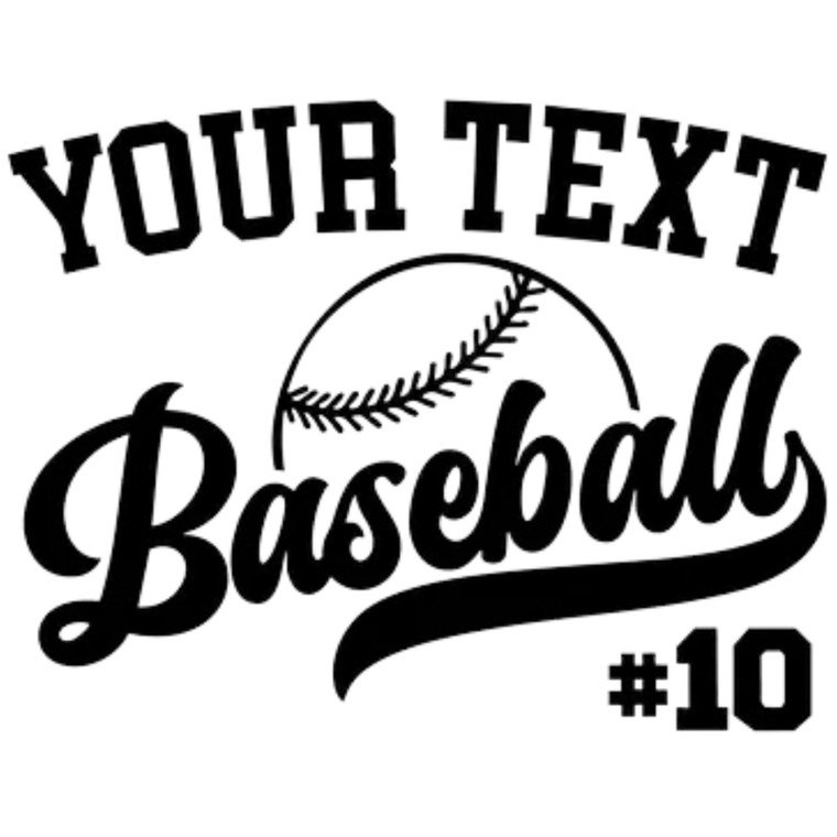 (2 Qty) Your Text Black Ball Baseball DTF transfer