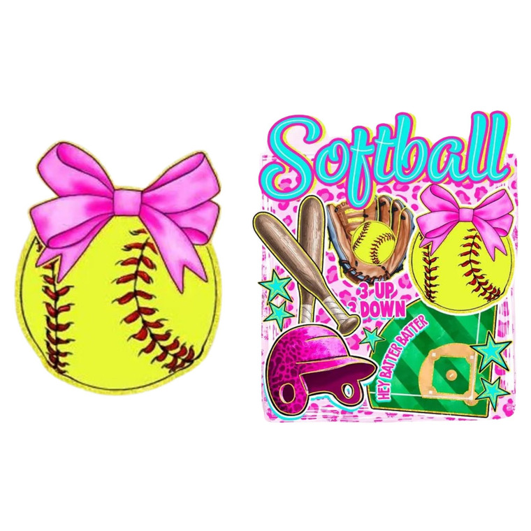 (Qty 2) Softball Back And Front DTF transfer