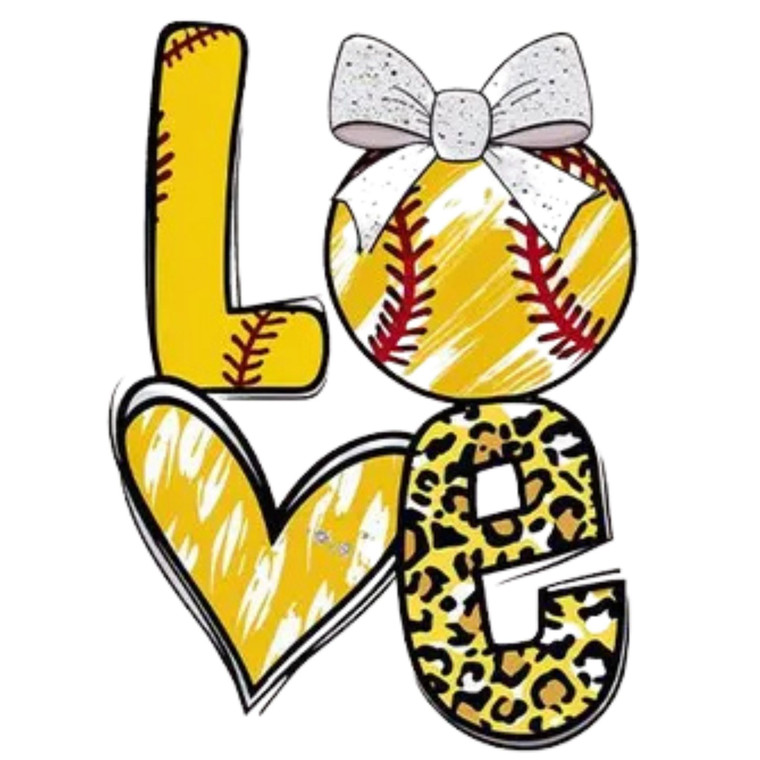 (Qty 2) Love Soft Ball DTF transfer