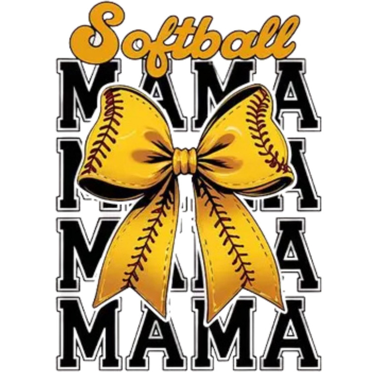 (2 Qty) Yellow Soft Ball Mama Bow DTF transfer