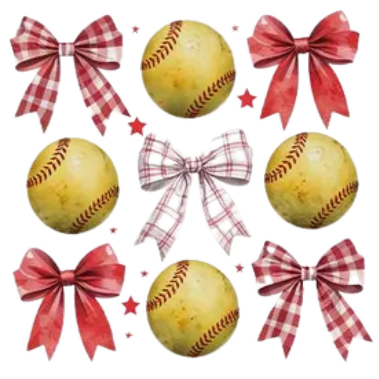 (2 Qty) Red Soft Ball Bow DTF transfer