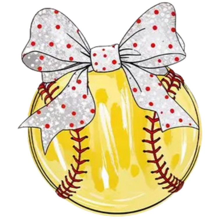 (2 Qty) Retro Soft Ball Dot Bow DTF transfer