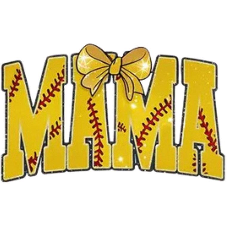 (2 Qty) Retro Yellow Soft Ball Mama DTF transfer