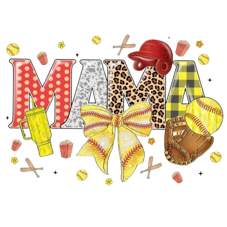 (2 Qty) Retro Softball Mama DTF transfer