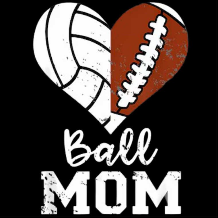(2 Qty) Heart Ball Mom DTF transfer