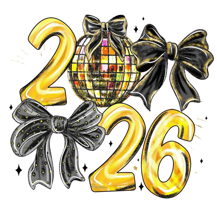 (2 Qty) 2026 Black Bow DTF transfer