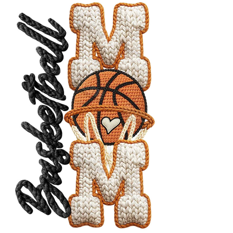 (2 Qty) Basketball Mom Crochet DTF transfer