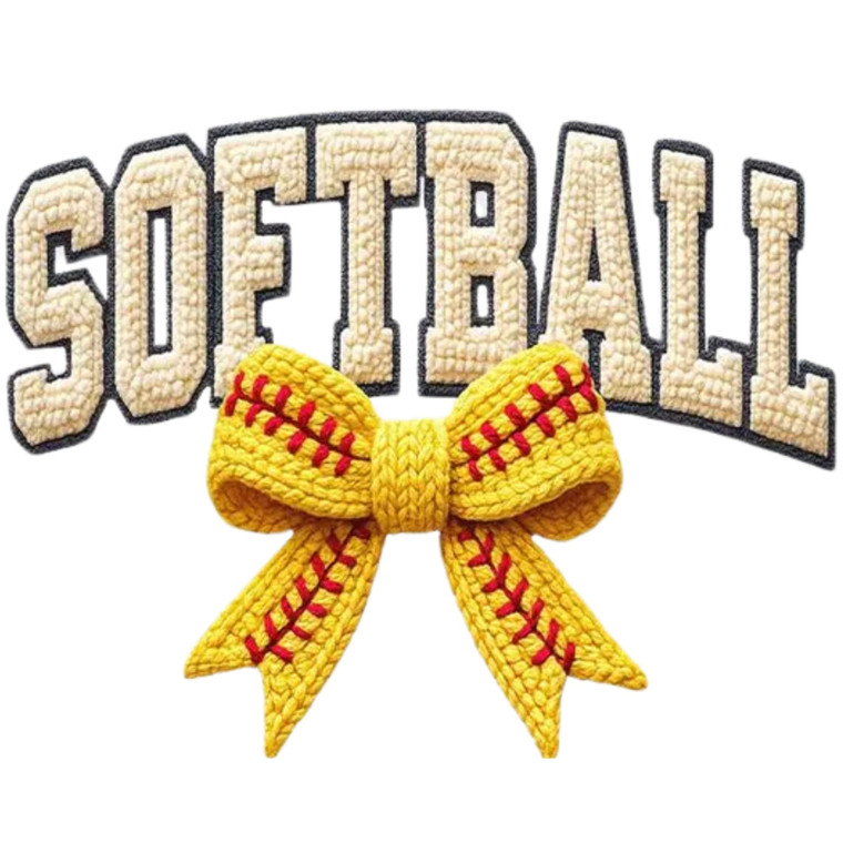 (2 Qty) Softball Bow Yarn DTF transfer