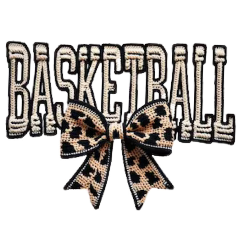 (2 Qty) Basketball Bow Black And White Yarn DTF transfer