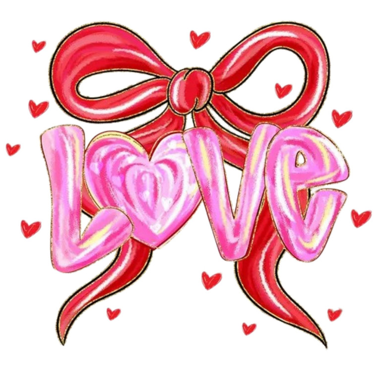 (2 Qty) Red Ribbion Bow Love DTF transfer