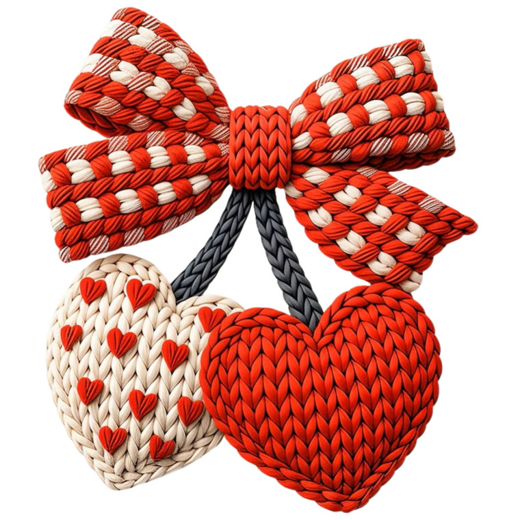 (2 Qty) Yarn Cherry Heart DTF transfer