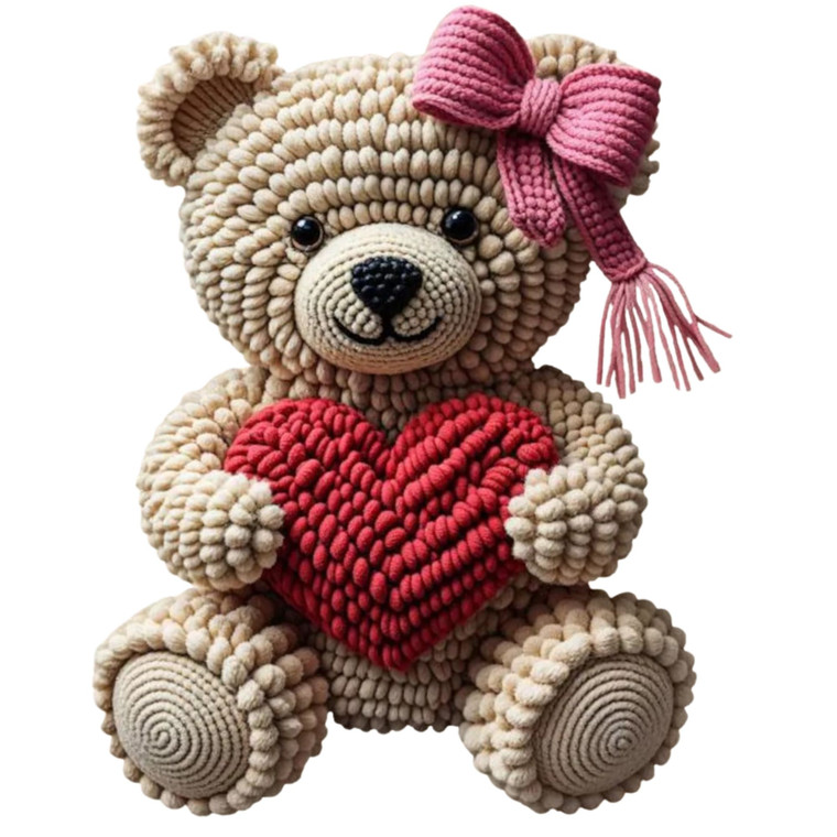 (2 Qty) Yarn Teddy bear DTF transfer