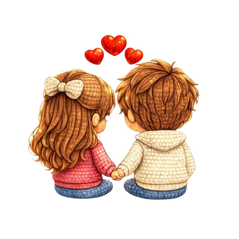 (2 Qty) Boy And Girl Yarn DTF transfer