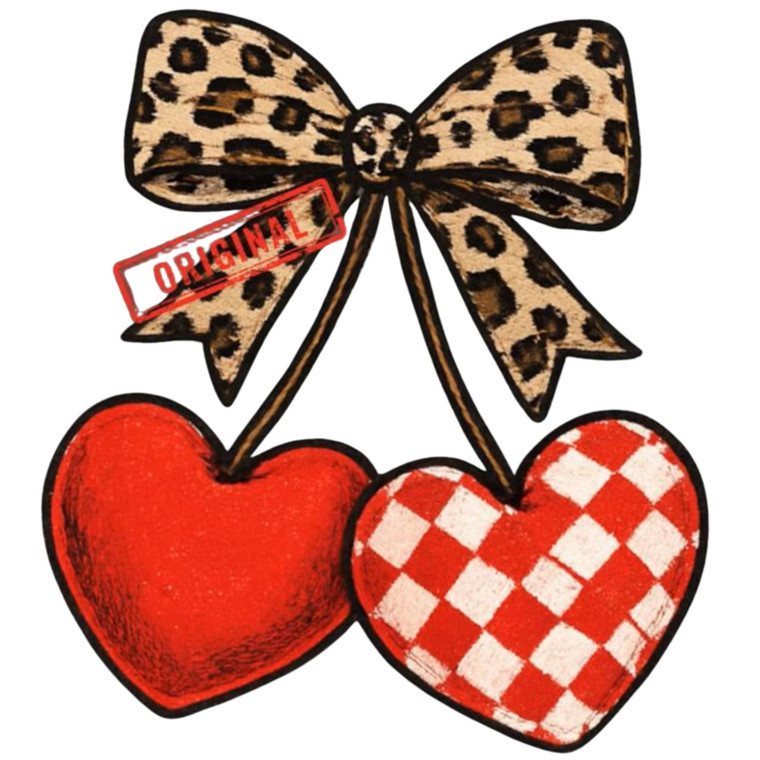 (2 Qty) Cherry Hearts DTF transfer