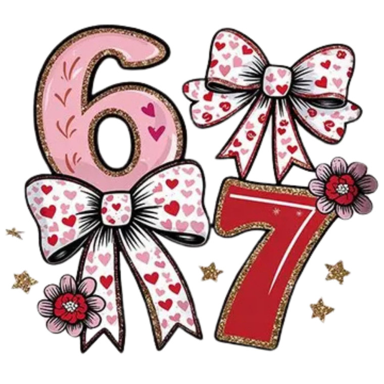 (2 Qty) Six Seven Bow DTF transfer