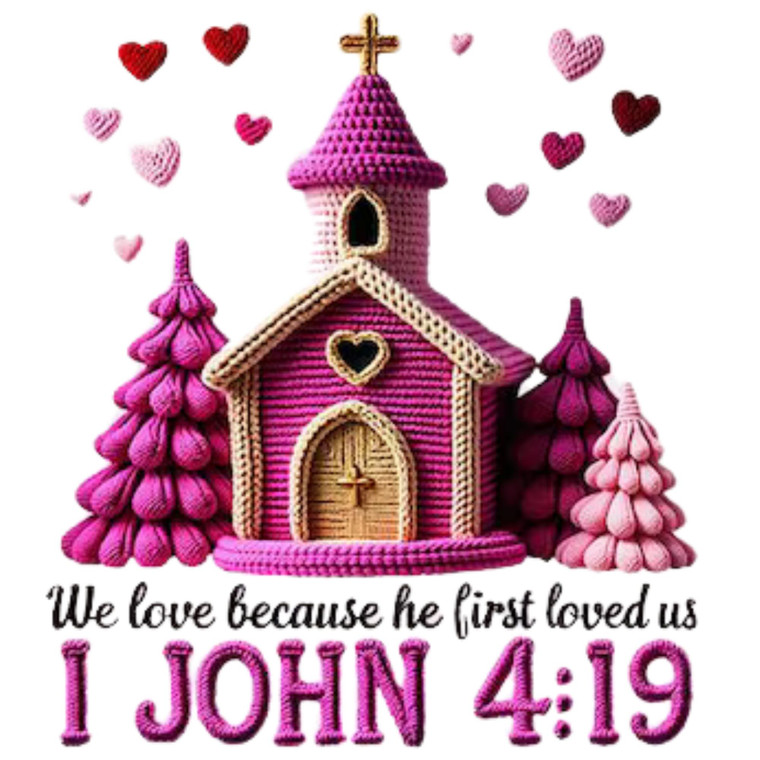 (2 Qty) Retro We Love Because He Love First Yarn DTF transfer