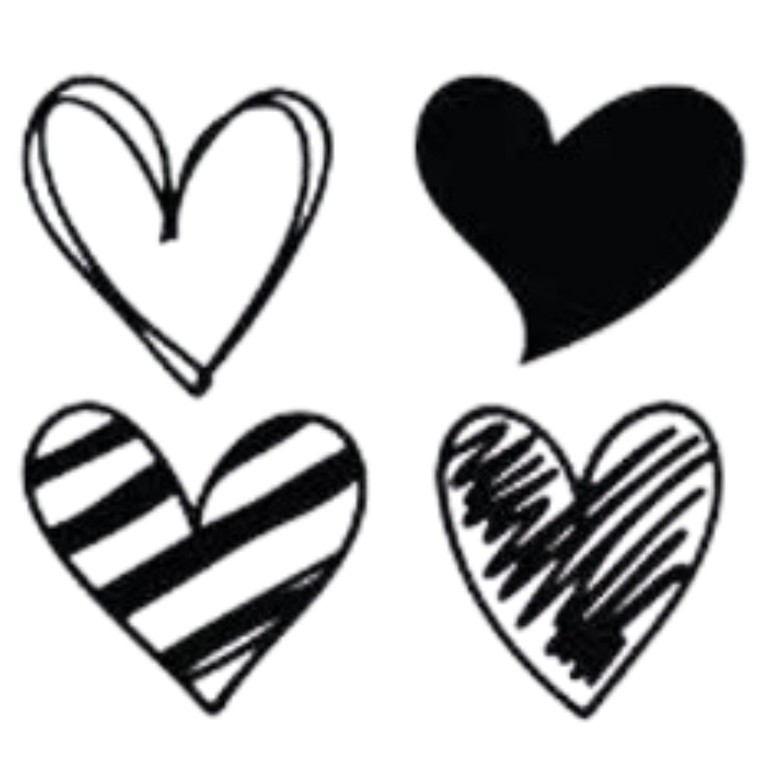 (2 Qty) 4 Black Hearts DTF transfer