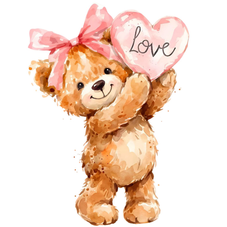 (2 Qty) Teddy Love Heart DTF transfer