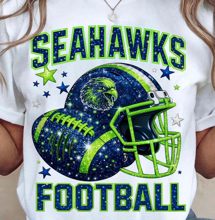 (2 Qty) Seatle Seahawks Football Helmet Glittering - DTF transfer