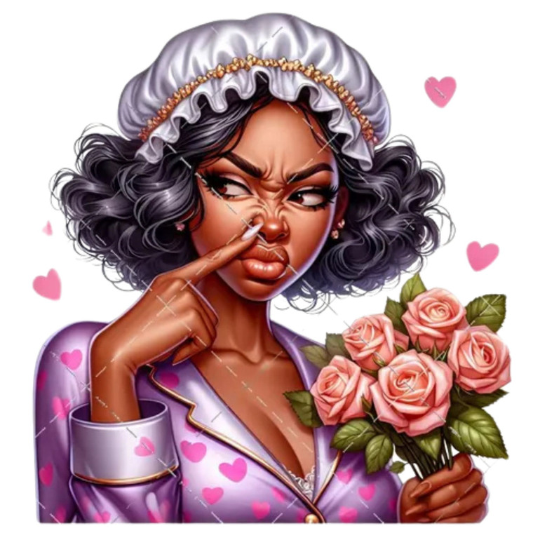 (2 qty) Black Woman With A Valentine's Day Theme. DTF transfers