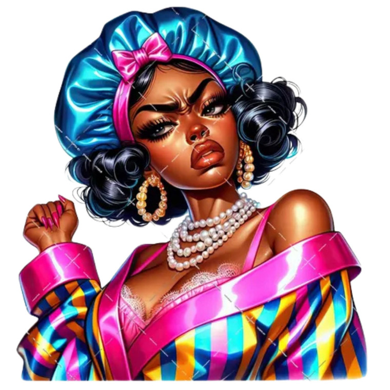 (2 qty) Blue And Pink Satin Bonnet DTF transfers