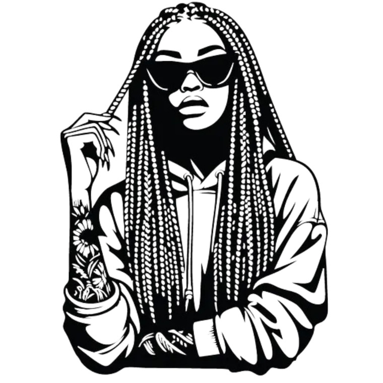 (2 qty) Woman With Long Box Braid DTF transfers