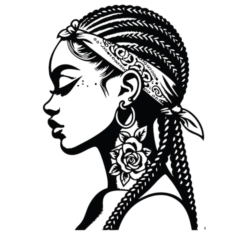 (2 qty) Cornrow Braid And Bandana Girl DTF transfers