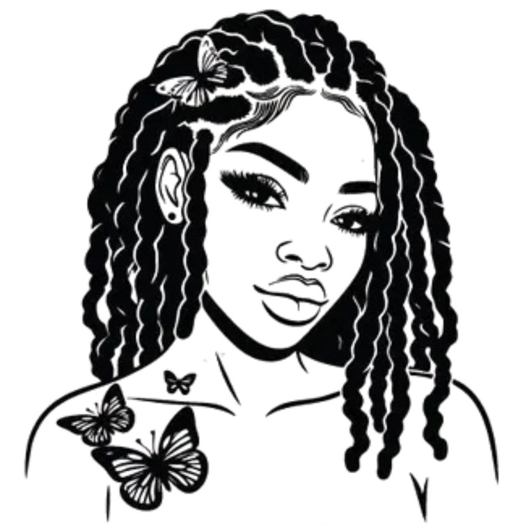 (2 qty) Woman With Long Passion Twists Hairstyle DTF transfers