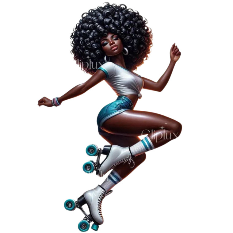 (2 qty) Roller Skating Diva DTF transfers